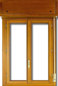 Finestre in legno, linea standard, provviste di avvolgibili
